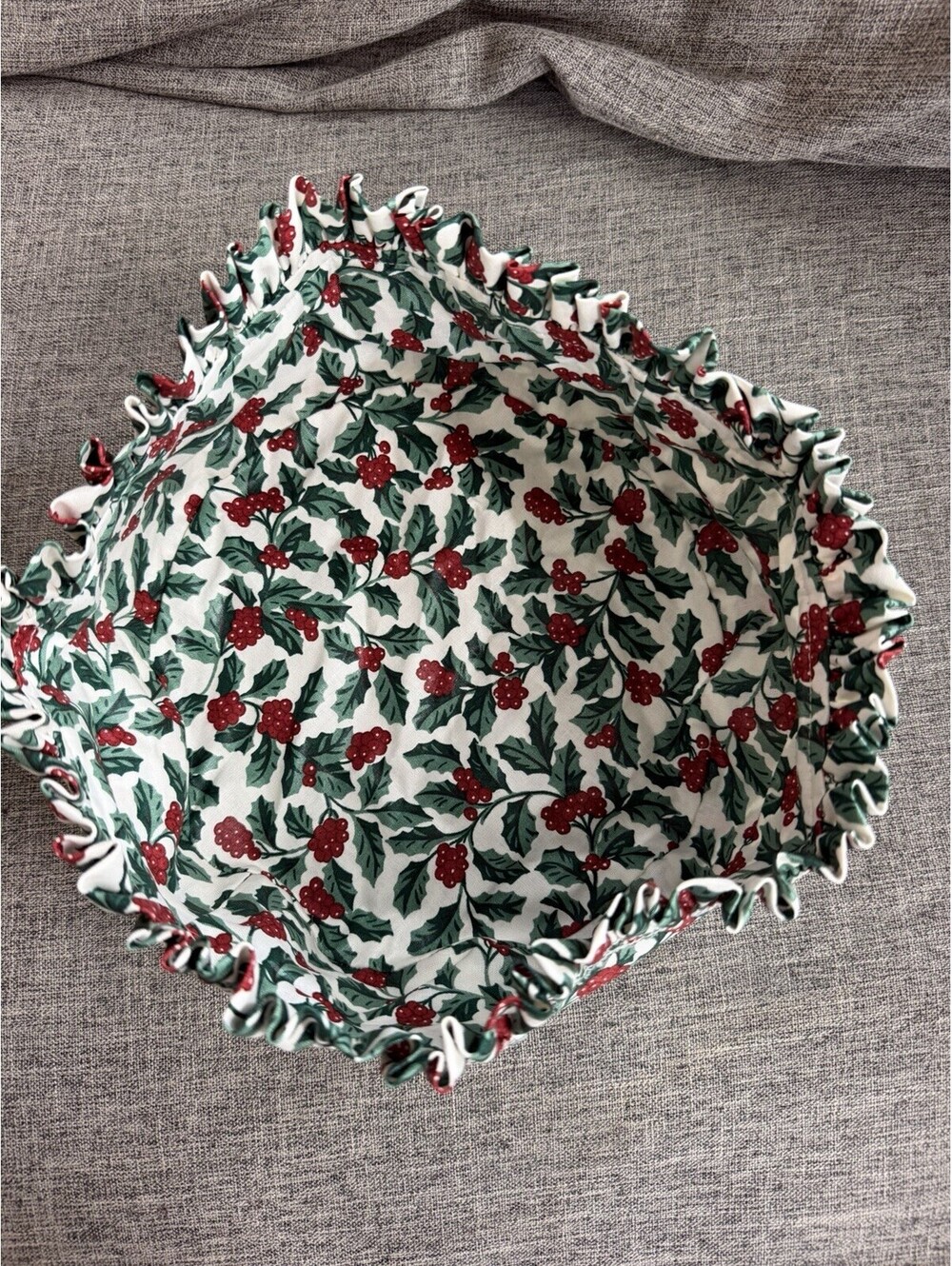 Longaberger Darning Basket Liner In Holly Pattern